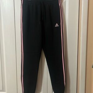 Adidas Kids Black Joggers with Pink Accents